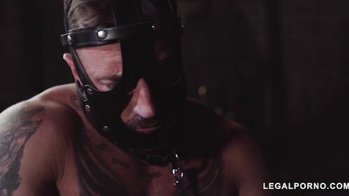 Dominatrix Marta La Croft rides masked man's throbbing dick in taboo cave GP409